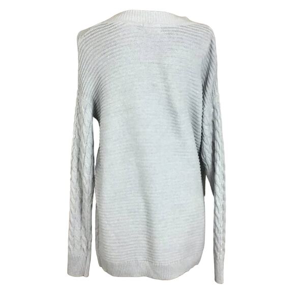 Caslon Women’s 1X Gray Cable Knit V-Neck Long Sleeve Sweater NWT - Picture 5 of 15